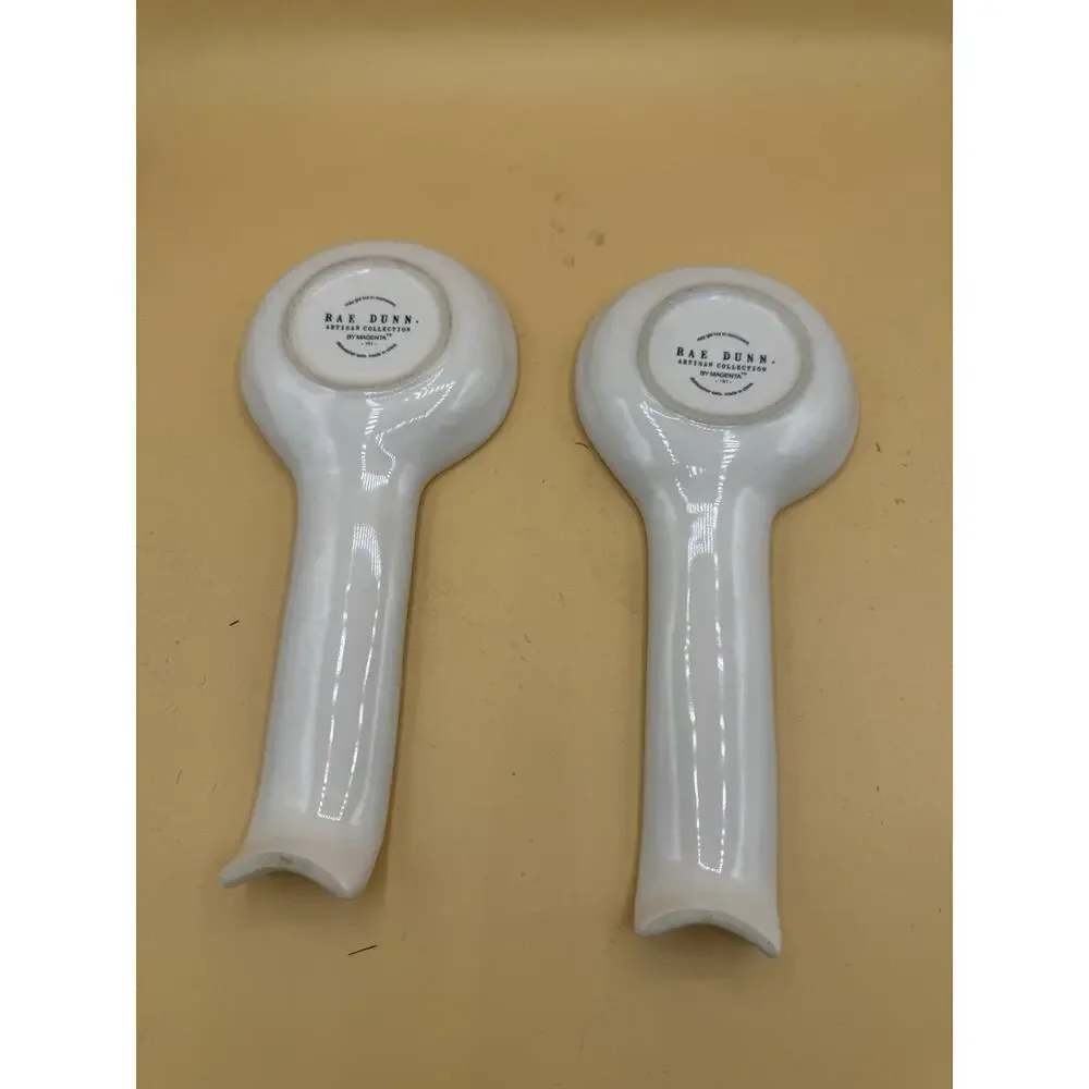 Rae Dunn Spoon Rest Set SPOON REST White Ceramic Artisan Collection Magenta